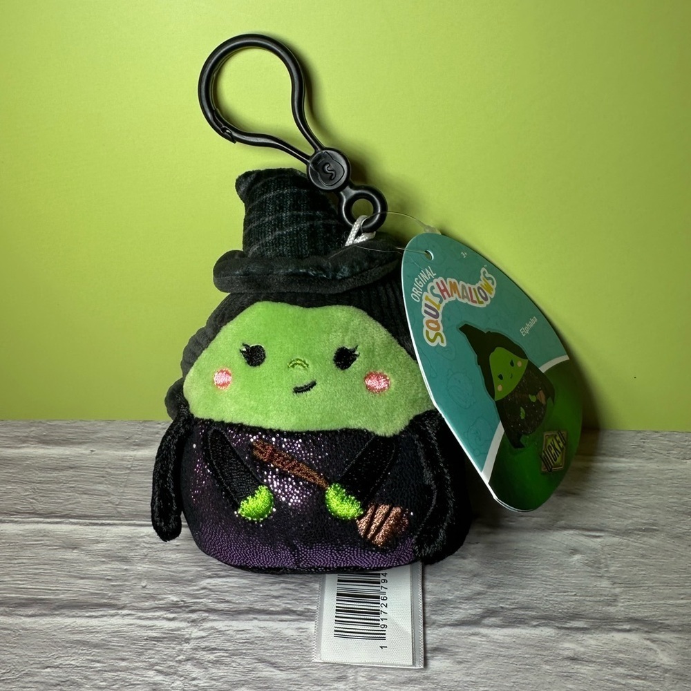 Squishmallows 3.5” Wicked Elphaba Bag Charm Keychain Clip NWT